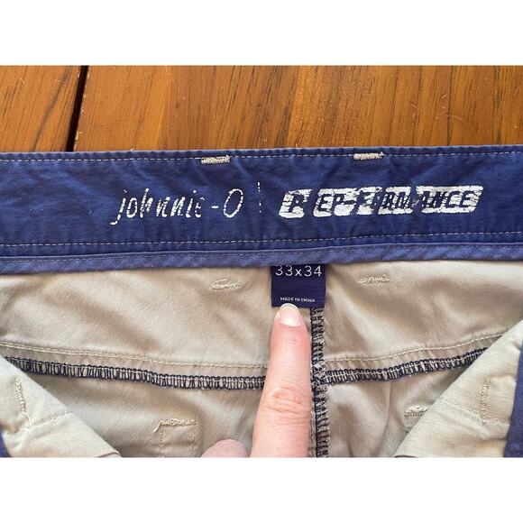 Johnnie-O Prep-formance Mens Golf Pants Size 33x34 Beige Straight Chino Solid - Picture 3 of 12